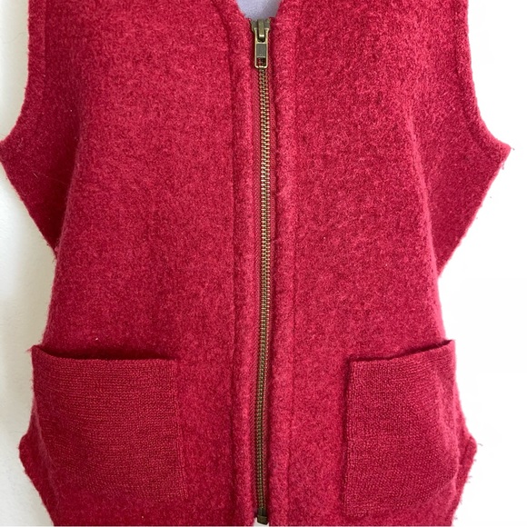 Woolrich 100% wool red zip up sweater vest - Picture 4 of 7
